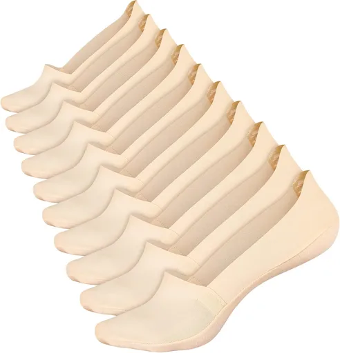 10 Pairs No Show Socks Women Men Low Cut Liner Ice Silk Nonslip Invisible Socks (Nude)