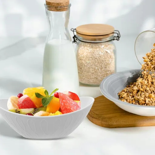 4Pcs Ingot Shape Multi Color PP Bowls Serving Salad Soup and Fruit for Home Use