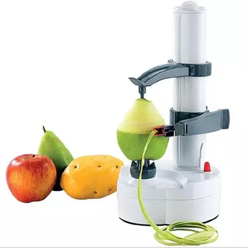 Multifunctional Automatic Electric Potato Peeler Automatic Rotating Fruits Vegetables Cutter Kitchen Peeling Tool (White)