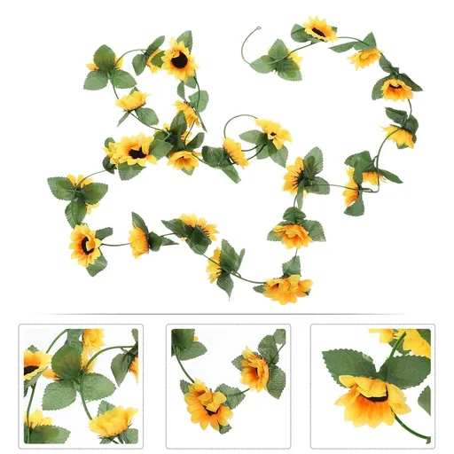 1Set Vine Garlands For Decoration Sunflower Garland Yellow Green Multi Colors