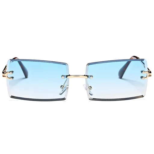 Square Sunglasses For Women Men Rimless Trendy Rectangle Sunglasses Uv Protection Retro Vintage Womens Sunglasses