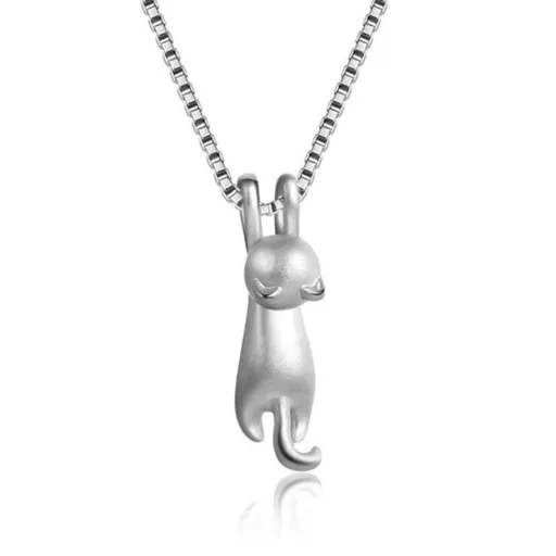 Sterling Silver Cat Necklace for Women Cat Lover Jewelry Teen Girl Gift Classic Design