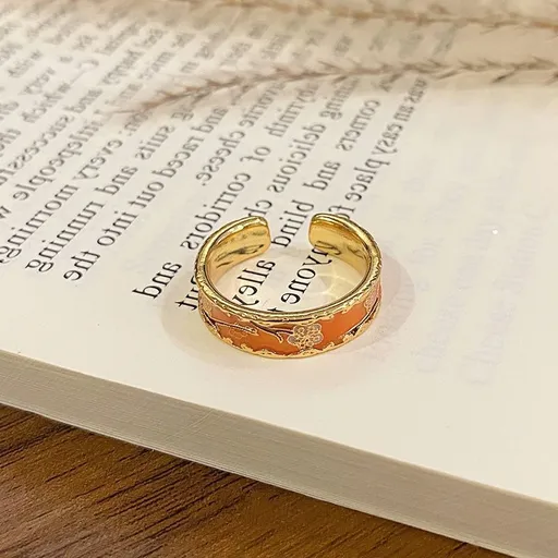 Enamel Drip‑Paint Pattern Open Ring | Christmas Jewelry Gift | Luxury Versatile Decorative Finger Band