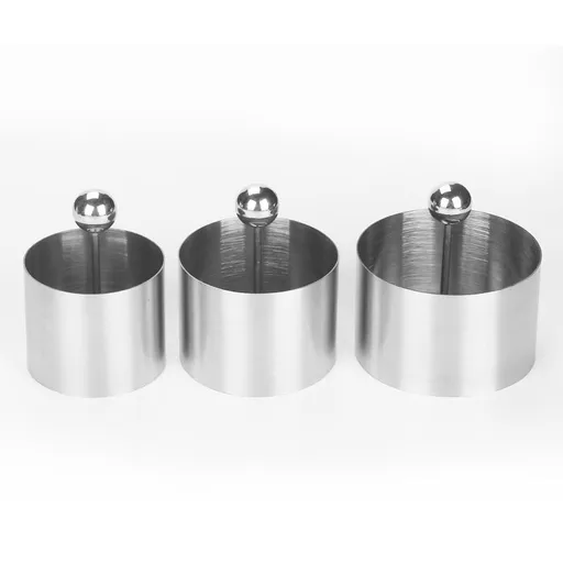 3 Set Sushi Making Mold Stainless Steel Round Pastry Ring Cake Forming Rings with Pusher Food Presentation Rings Tuna Mold