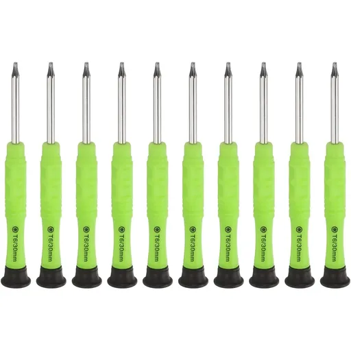 10 Pieces T6 Torx Mini Screwdriver Set, 3 mm Torx Head 87 mm Repair Tool for Small Appliances, Yellow and Green