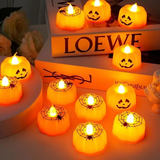 12pcs Pumpkin Tea Light Pirate Gnome Black Crystal Handle Cabinet Bride and Groom Cake Toppers Black and White Wallpaper