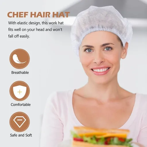 White Chef Caps Mesh Fabric Breath-Ability Adjustable for Protection 10Pcs