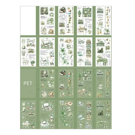 Decorative Scene Sticker Aesthetic Paper Sticker Water Resistant PET Sticker for Journal Water Bottle Photo Album Laptop