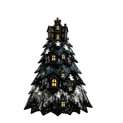 Spooky DIY Felt Halloween Tree Kit – Create a Whimsical Holiday Centerpiece with Pre-Cut Fabric, Plush Fill, and Adorable Ghostly Charms for Mantel, Desk, or Shelf Décor. (Ghost Castle)