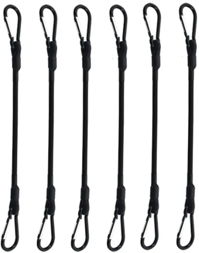pieces - Elastic with carabiner - Rope Length 30 CM - black - Rope Diameter 6MM - Polypropylene yarn + latex silk - For securing sails, luggage, tents and bicycles