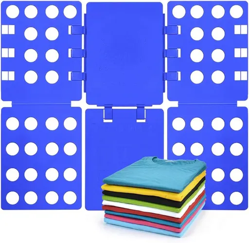 Adjustable Clothes Folding Board for T-Shirts, Pants & Towels, Durable PP Plastic Laundry Organizer with Reinforced Buckles (Blue)