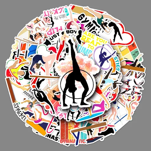 Gymnastics Stickers 50Pcs Water Bottles Stickers for Kids Teens Sports Dance Cheer Waterproof Stickers,Luggage Bumper Skateboard