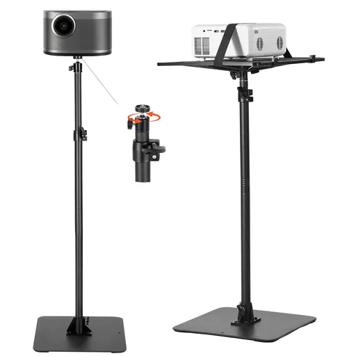 Projector Stand, Projector Floor Stand with Adjustable Height 770 to 1610mm, 360° Horizontal Rotation Projectors Cart for Meetings, Outdoor Movies, Video Stand, Gimbal Mount or Tray Support