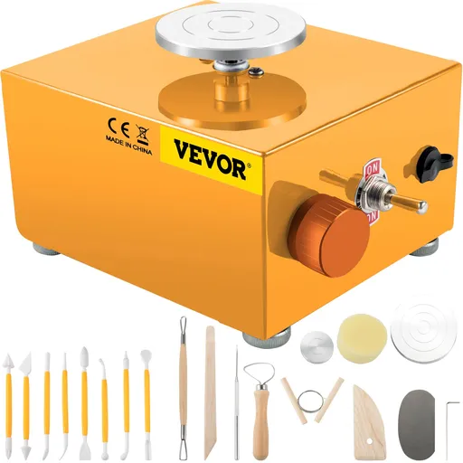 Mini Pottery Wheel, 30W 0-2000 RPM Ceramic Wheel, Adjustable Speed DIY Clay Machines, Electric Sculpting Kits with 3 Turntables Trays and 16pcs Tools for Art Craft Work Molding Gift and Home DIY