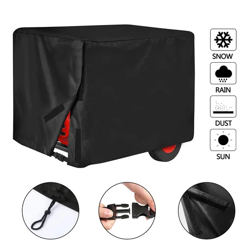 Universal Generator Cover for 5500-15000 Watt Waterproof Heavy Duty 600D Oxford Fabric Covers Black 26"x20"x20"(LxWxH)
