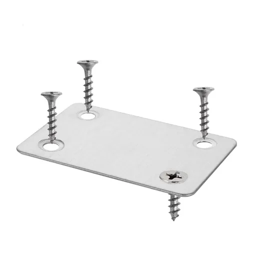 2pcs Flat metal bracket with screws, wooden stainless steel straight bracket metal repair connection plate, used for furniture