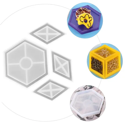 4 pcs Storage Box Mold Storage Case Mold DIY Mold Silicone Mold Epoxy Mold Storage Box Mold White Silicone Board