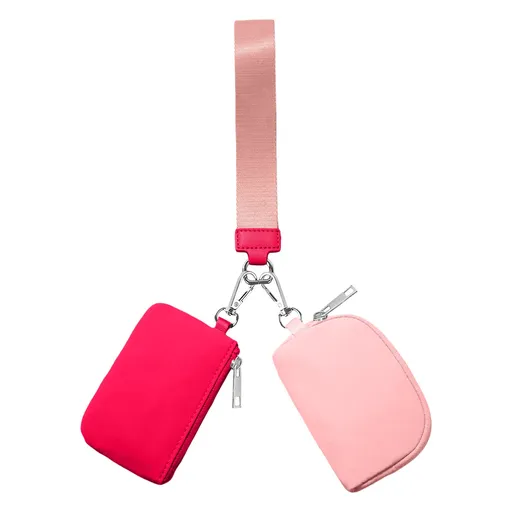 Keychain Wallet Mini Zip Around Wristlet Wallets For Women Detachable Dual Pouch Wristlet Portable Coin Purse Small Wallets For Travel Sports Outdoors Watermelon Red