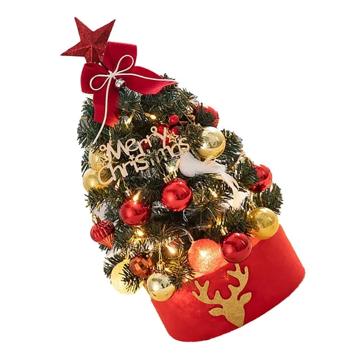 Tabletop Pine Tree Exquisite Artificial Mini Pine Tree for Home Room Holiday Party Decor 17.7in