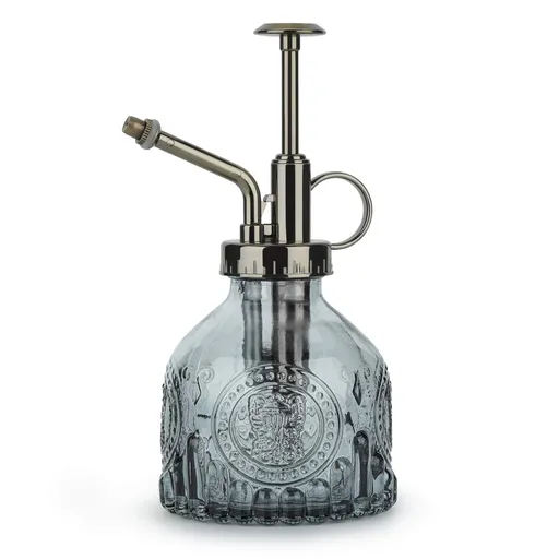 Vintage Spray Bottle with Top Pump Fine Mist Garden Flower Sprayer Small Decorative Spritzer Watering Can Gift (Grey)