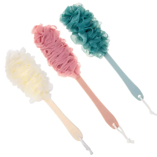 Back Scrubber for Shower,Loofah Long Handle Bath Body Brush,Soft Nylon Mesh Sponge for Shower,Loofah On a Stick (3Pack)