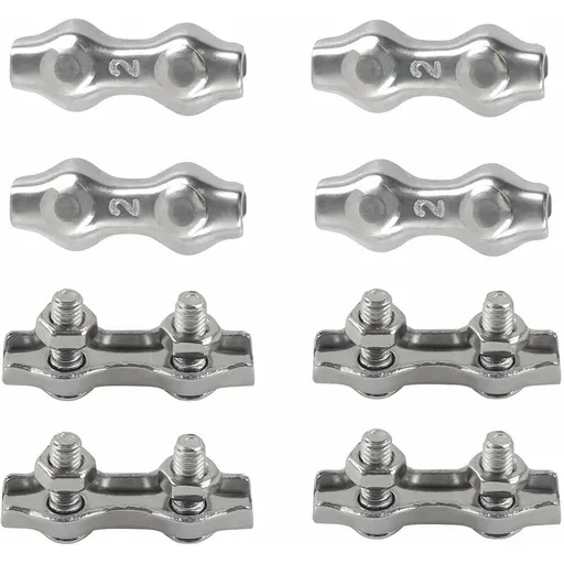 M2 Duplex Cable Clips 304 Stainless Steel Duplex Cable Clips For Wire ROpe Clotheslines Sun Sails Hanging Patio Fixed 8