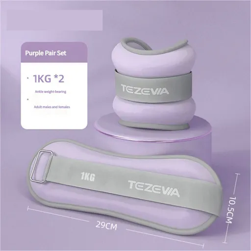 Purple Adjustable Weighted Leg & Wrist Sandbag Set - 1kg Each for Fitness, Running, and Dance Training