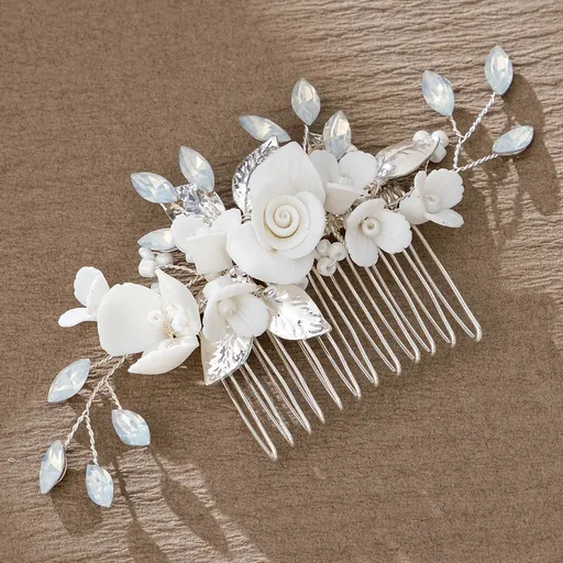 Wedding Hair Comb Silver Small Side Comb Blue Crystal Bridal Hair Piece Hair Jewelry Bridal Hair Accessories for Women and Girls
