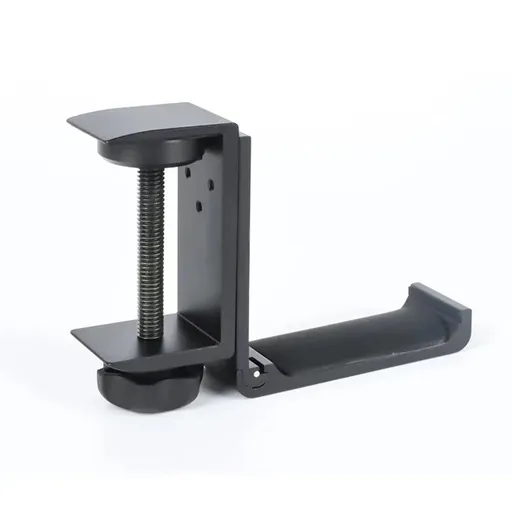 New Foldable Headphone Stand Hanger Holder Aluminum Headset Soundbar Stand Clamp Hook Under Desk Space Save Mount, Universal Fit Gaming Headphones, Black
