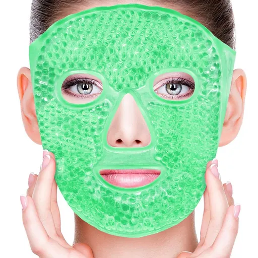 2Pack Cold Face Eye Masks Ice Face Mask Hot Cold Compress Cooling Face Mask for Dark Circles, Puffiness, Migraines, Headache, Stress, Redness, Women Man, Skin Care - Green - Size 2Pack