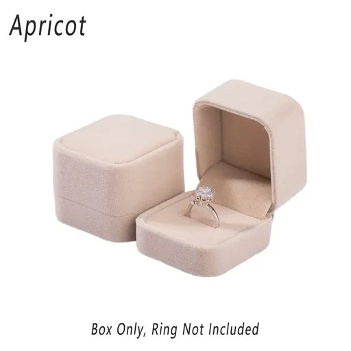 10X Flannel Ring Jewelry Earring Ring Jewelry Boxes Exquisite Gift Organizer - Apricot