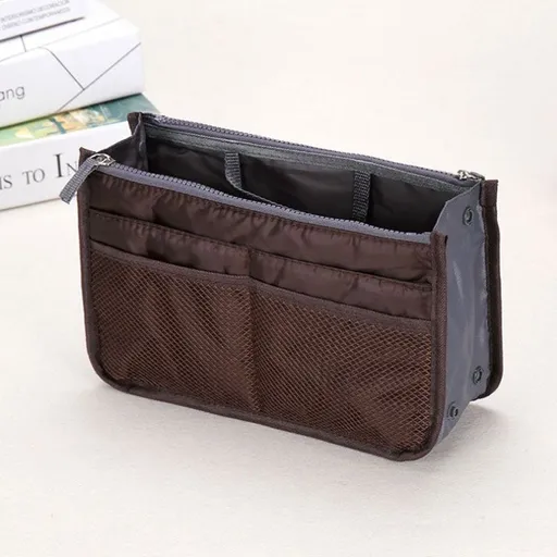 Craftsman Double Zipper Makeup Bag Oxford Cloth Coffee