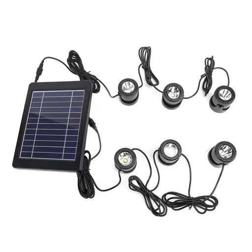 Solar Pond Spotlights 6 in 1 LED Solar Underwater Lights IP68 Water Resistant Submarine Landscape Spotlight for Fish Aquarium Tank Garden Warm White