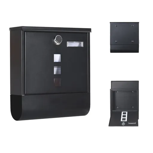 Lockable Mailbox Wall Mounted Mail Letter Post Box with Newspaper Holder Rack