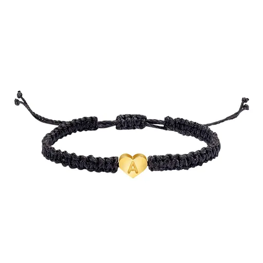 Gold Initial A Letter Heart Charm Bracelets for Women Handmade Rope Braided Adjustable Jewelry Personalized Birthday Gifts for Women