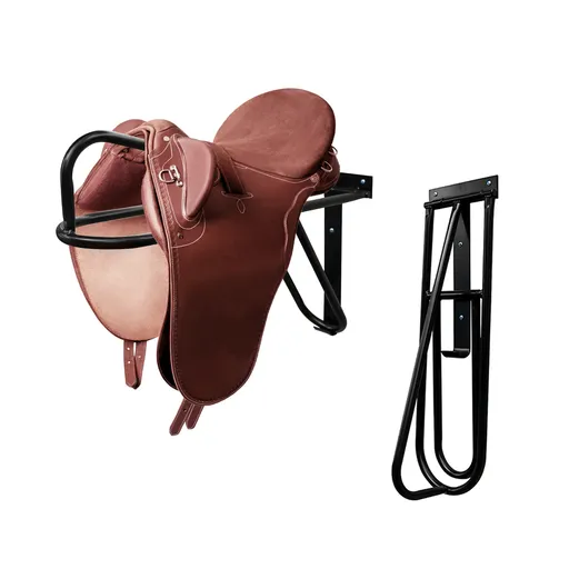 Saddle Rack Foldable Wall Mounted Space-Saving Steel Holder for Horse Tack Matte Black