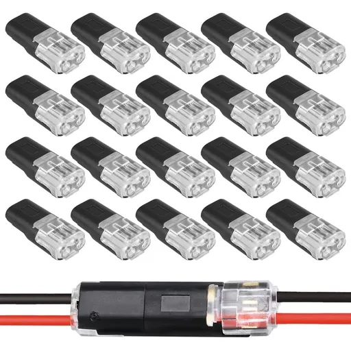 Double-Wire Lock-Grip Connector, New Double Wire Plug in Connector, Quick Connect Wire Connectors for Emergency Repairs, Home and Automotive Wiring, Easy to Use