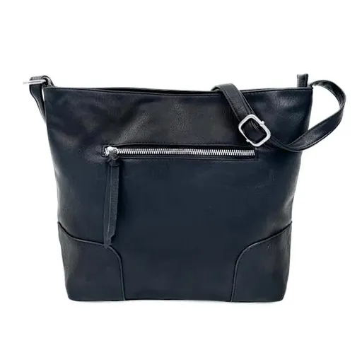 Shoulder Bag Adjustable Strap Imitation Leather Black 25cm x 24cm x 10cm