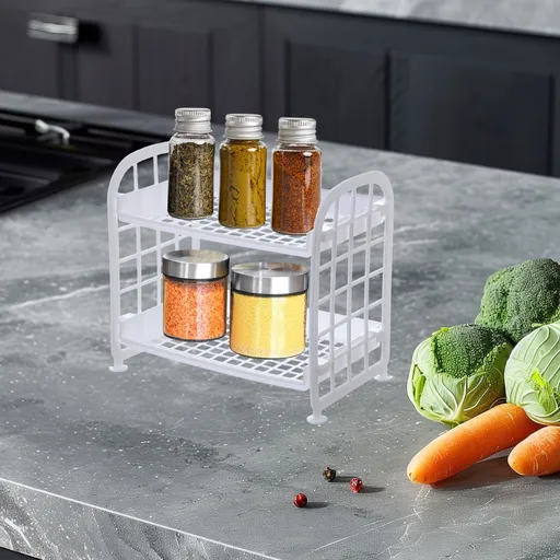 2-Layers Table Shelf Organizer Plastic Storage Rack Kitchen Storage Rack Sink Chopsticks Storage Rack Countertop Drainage Rack White