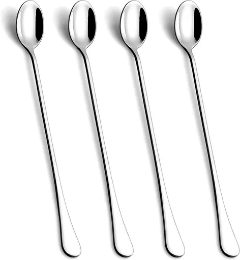 9.5-Inch Long Handle Iced Tea Spoon, Coffee Spoons, Ice Cream Spoons, Stainless Steel Cocktail Stirring Spoons, Set of 4