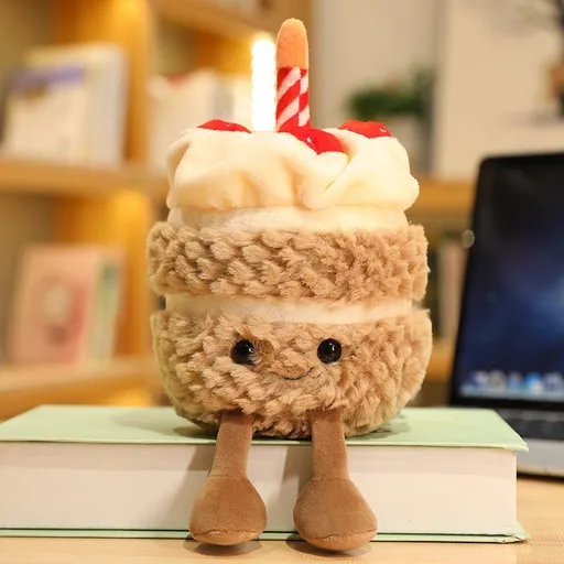 Khaki Cute Birthday Cake Plush Toy Strawberry Layered Cake Pillow Birthday Gift