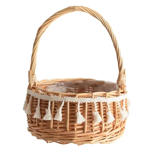 Small Wall-Mounted Kitchen Storage Basket, Hanging Storage Wicker Baskets Wall Mounted Woven Hanging Basket Wicker Small Basket with Handle Wicker Basket with Handle Small Basket Organizer S Wedding basket with tassels