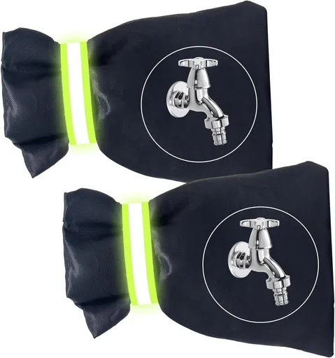 2 Pieces, Frost Protection Cover for Outdoor Taps, Reflective Anti-Freeze Faucet Covers for Winter Garden Use, 20x15 cm, Black
