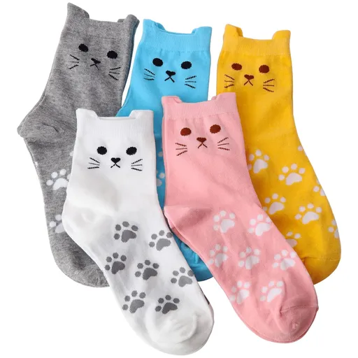 5 Pairs Cat Socks Women,Animal Cute Socks for Women,Christmas Gifts for Cat Lovers durable and will keep your feet comfortable