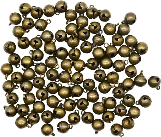 100 PCS Small Jingle Bell 1/2 inches Vintage Bronze Mini 10mm Alloy Beads DIY for Christmas Jewelry Findings Sewing Wedding Doors Crafts