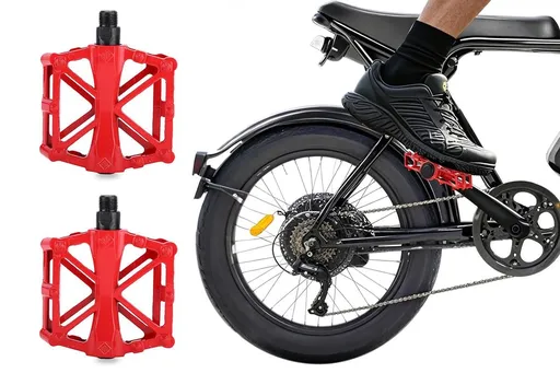 Aluminum Alloy Bike Pedals Wide Platform Lightweight Bicycle Pedals for MTB Road Bikes - Red