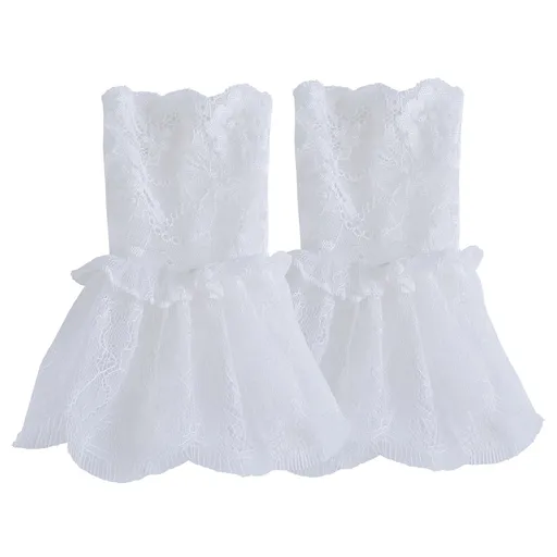 4pcs gloves with white sleeves and women's sexy lace elastic bracelet cuffs, suitable for role-playing, weddings, tea parties, and masquerade parties. White
