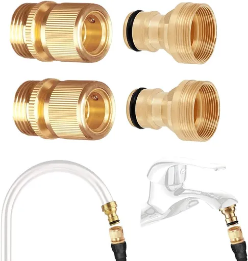 2Set Faucet Quick Connect to Garden Hose 22mm Female x 24mm Male Thread to 3/4" GHT Male Thread Snap Adapter for Bathroom Kitchen Indoor Sink Faucet