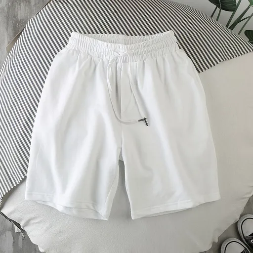 Men Summer Casual Straight Solid Polyester Elastic... White L