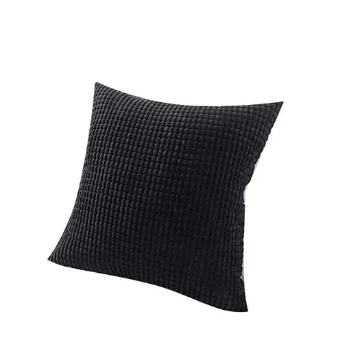 45X45 Plain Solid Colour Cushion Cover Decorative Pillow Case Home Multicoloured - Black